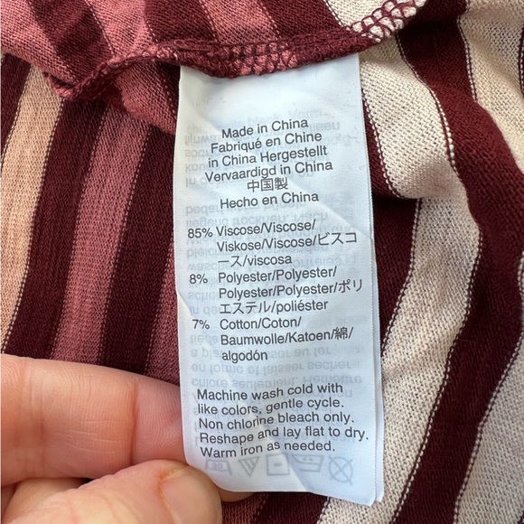 Madewell NWT Highpoint Tank Dress in Sulley Stripe, Burgundy Pink Cream, S - Picture 8 of 11